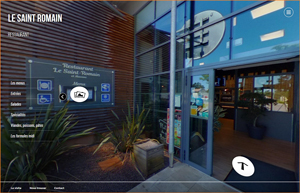 Image et menu d'accueil de la visite virtuelle 360° du restaurant Le Saint Romain